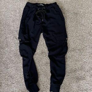 Zara navy satin cargo pants